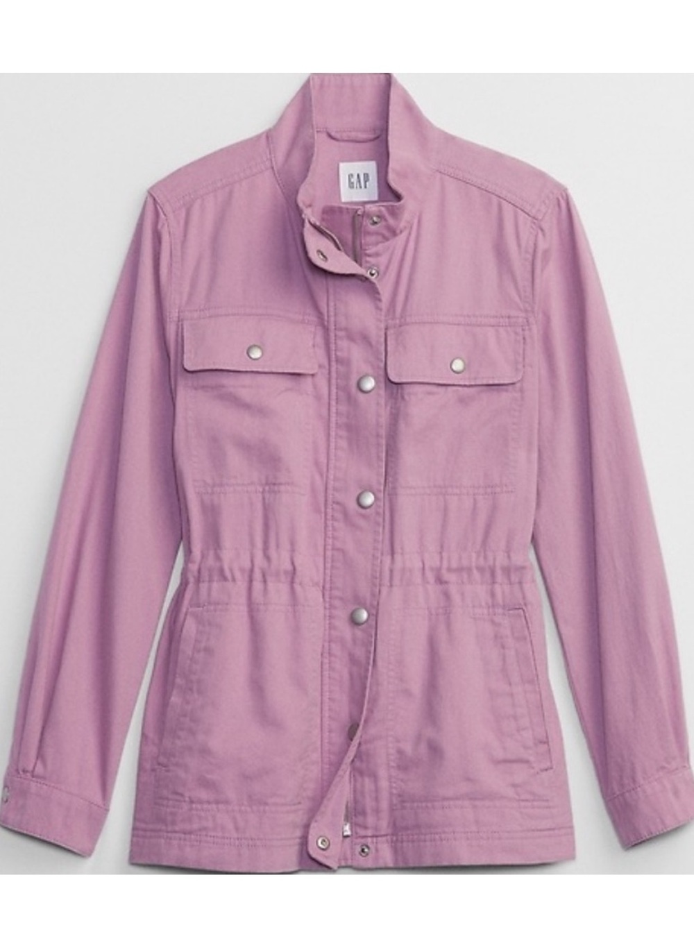 GAP XXL Dark Lavender Utility Jacket Snap Zip Front Cinch Waist Pockets NWOT